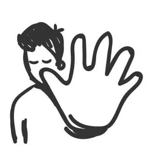 手を前に出してNOと言っている男性