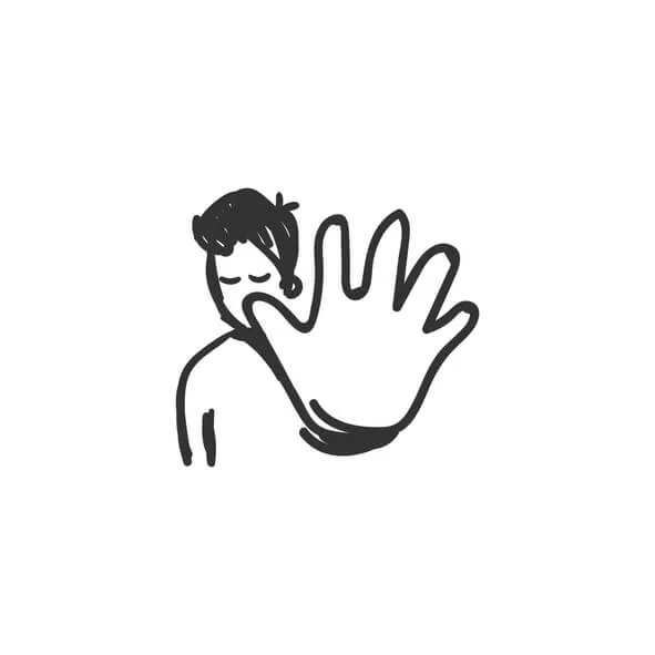 手を前に突き出した男性のイラスト