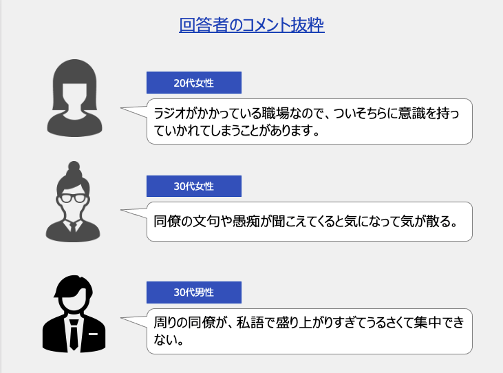 仕事に集中できない理由の回答者コメント