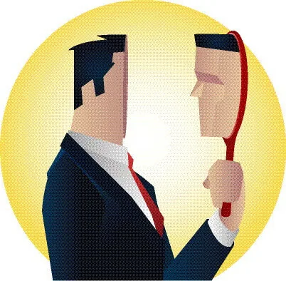 鏡を持っている男性