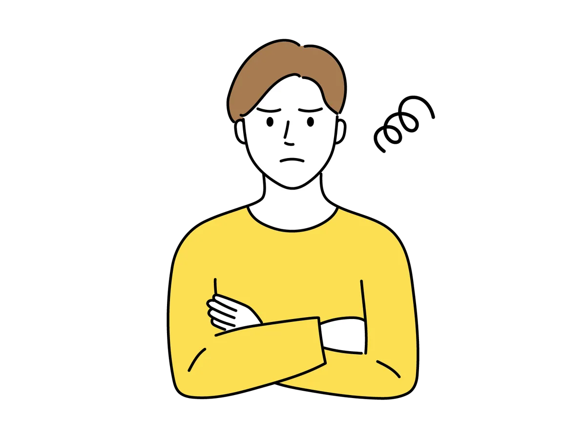 困った顔の男性