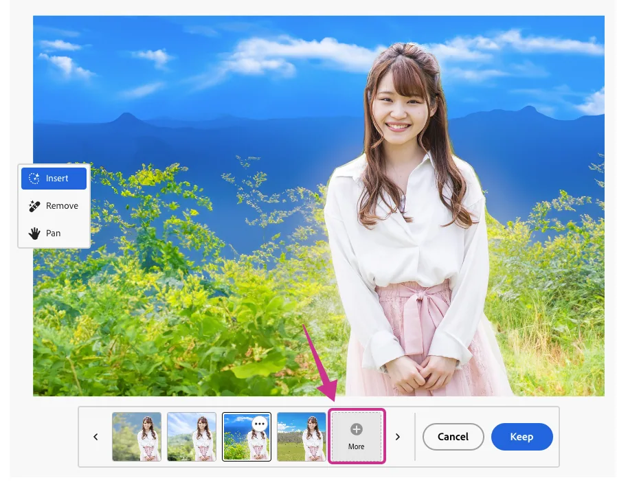 女性の画像と自然の背景がある写真