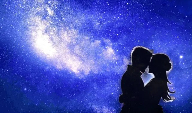 流星群の下にいるツインレイ男女