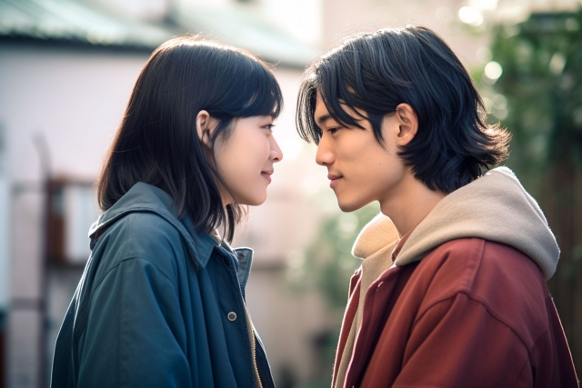 向き合っている男女